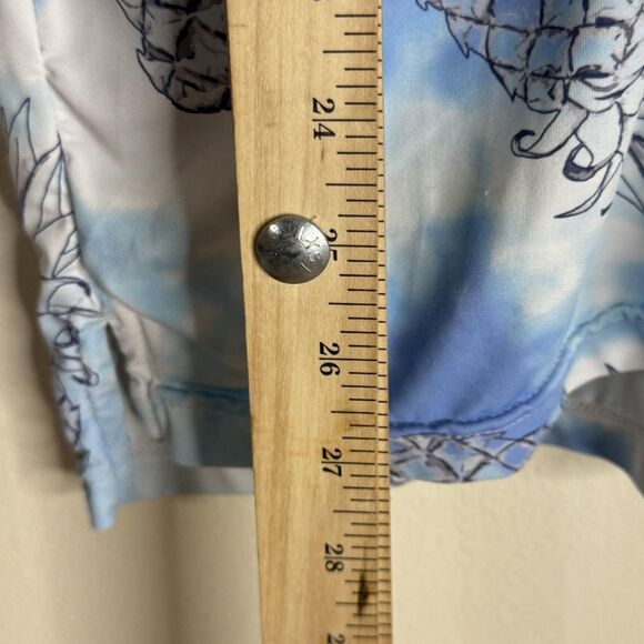The Endless Summer Polo Shirt Mens Large Blue White Pineapple Print Stretch - Picture 7 of 9